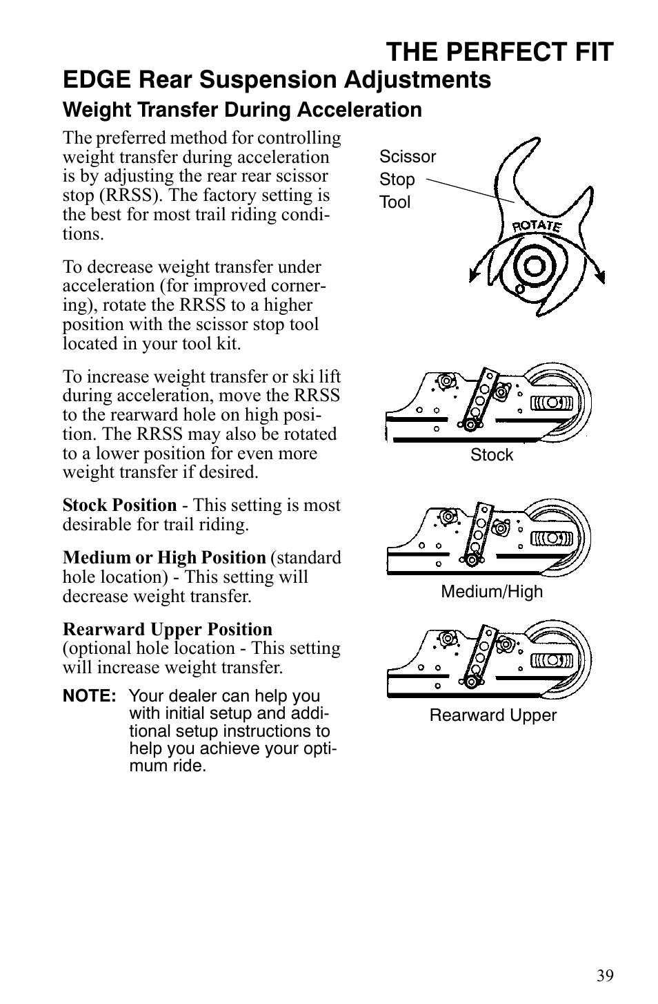 The perfect fit, Edge rear suspension adjustments | Polaris 500 XC SP User Manual | Page 42 / 148
