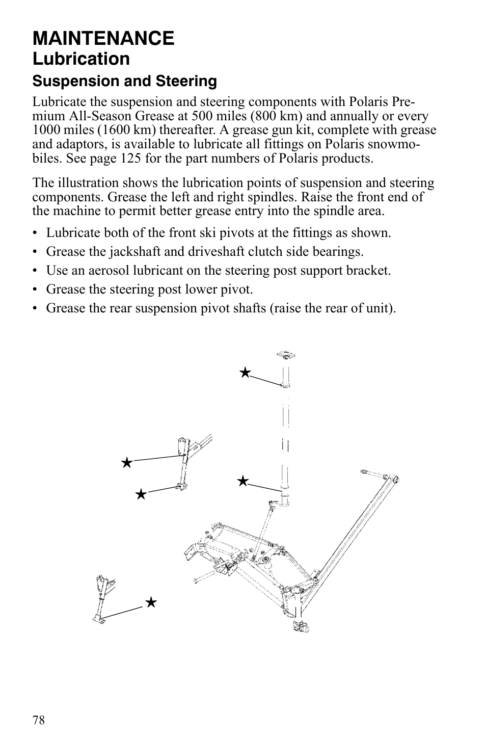 Maintenance, Lubrication | Polaris 500 XC SP User Manual | Page 81 / 148