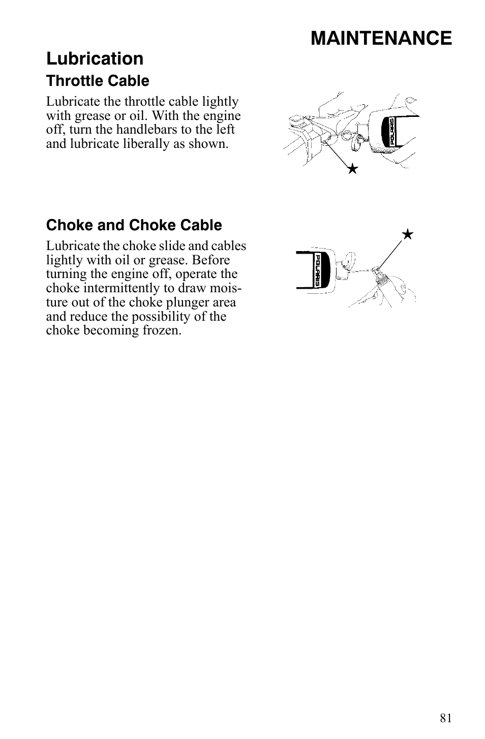 Maintenance, Lubrication | Polaris 500 XC SP User Manual | Page 84 / 148