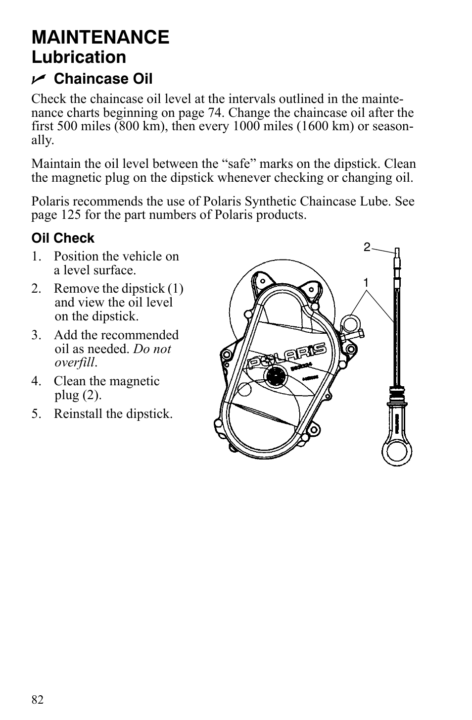 Maintenance, Lubrication | Polaris 500 XC SP User Manual | Page 85 / 148