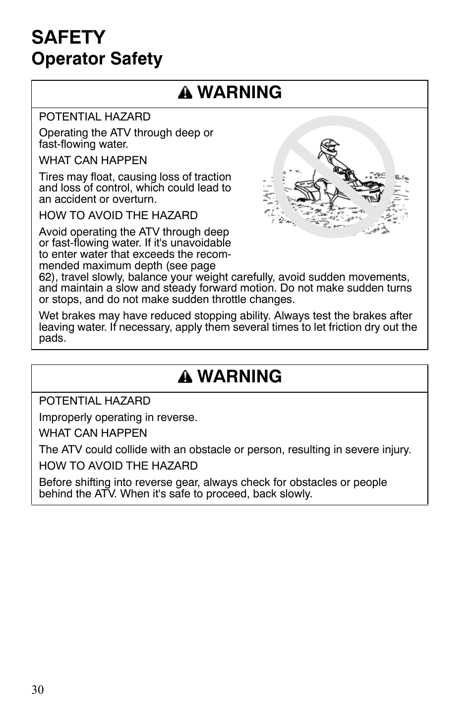 Safety, Operator safety warning, Warning | Polaris Hawkeye 9920787 User Manual | Page 33 / 141