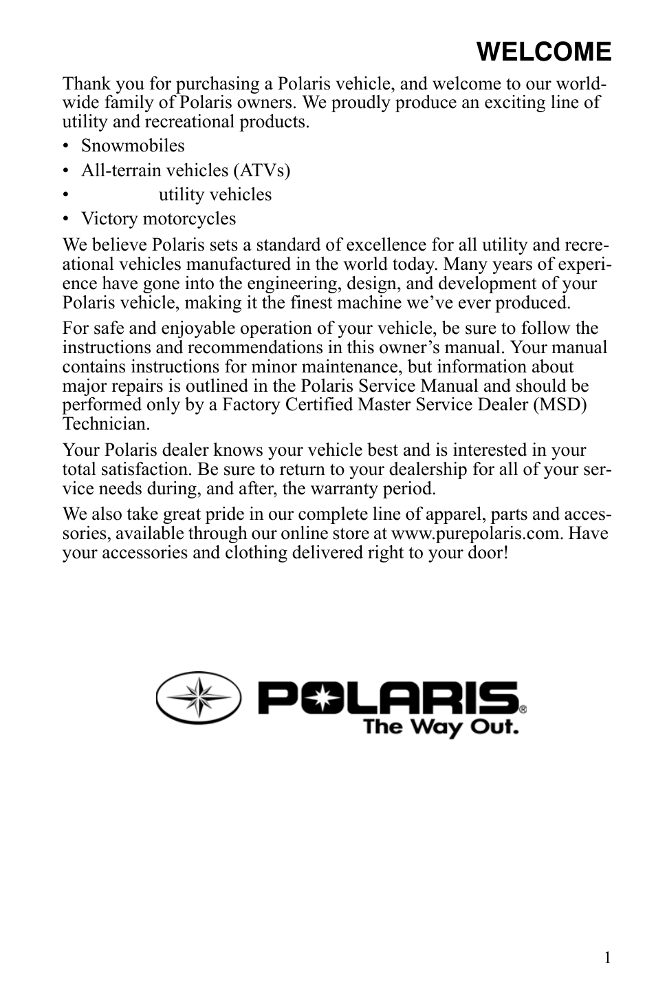 Welcome | Polaris Hawkeye 9920787 User Manual | Page 4 / 141