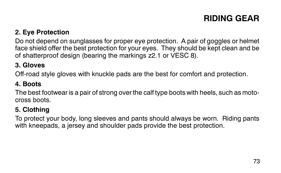 Riding gear | Polaris Sportsman 90 User Manual | Page 109 / 220