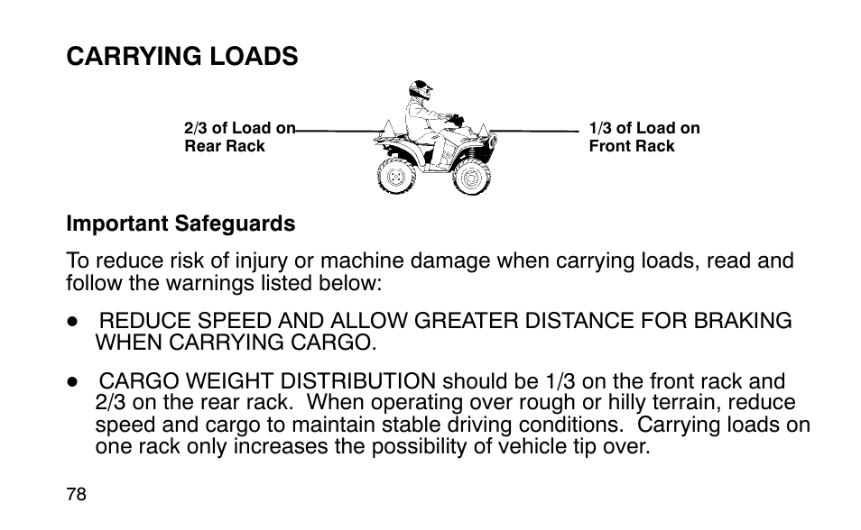 Carrying loads | Polaris Sportsman 90 User Manual | Page 114 / 220