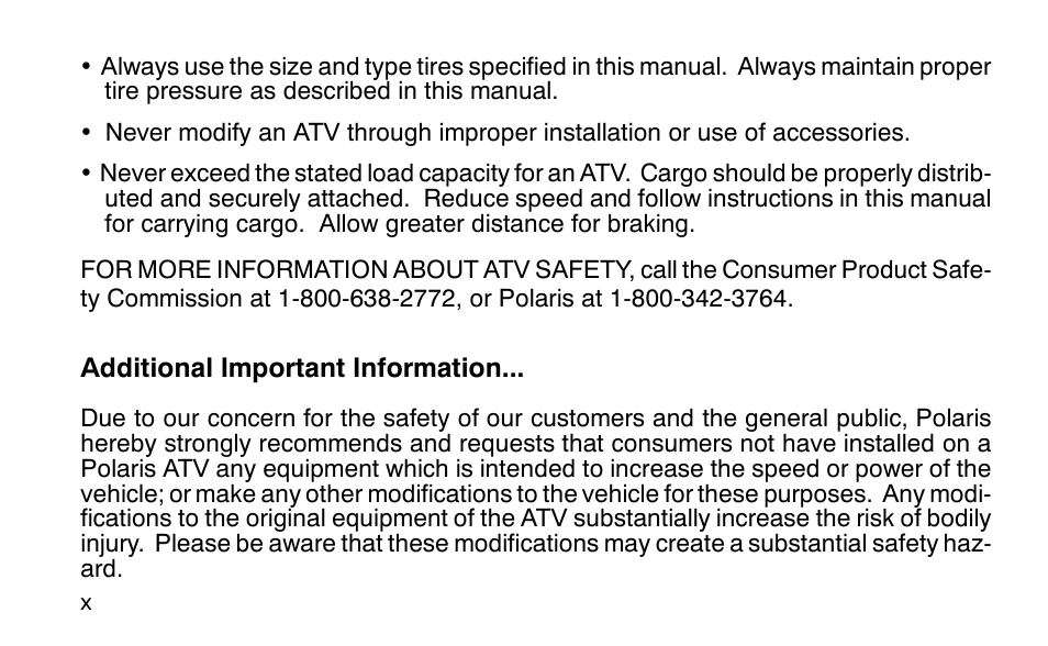Polaris Sportsman 90 User Manual | Page 13 / 220