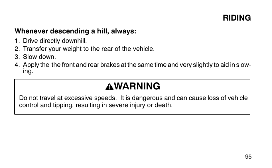 Warning | Polaris Sportsman 90 User Manual | Page 131 / 220