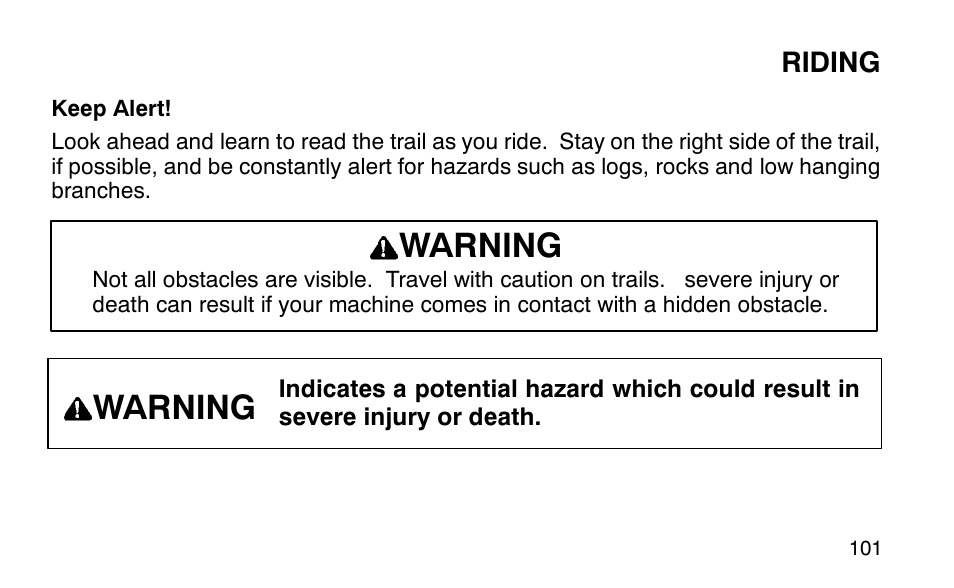 Warning | Polaris Sportsman 90 User Manual | Page 137 / 220