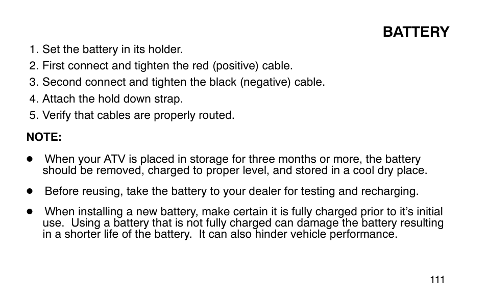 Battery | Polaris Sportsman 90 User Manual | Page 147 / 220