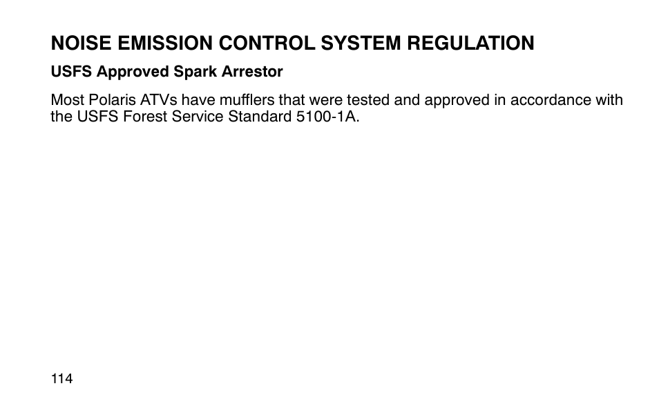 Noise emission control system regulation | Polaris Sportsman 90 User Manual | Page 150 / 220