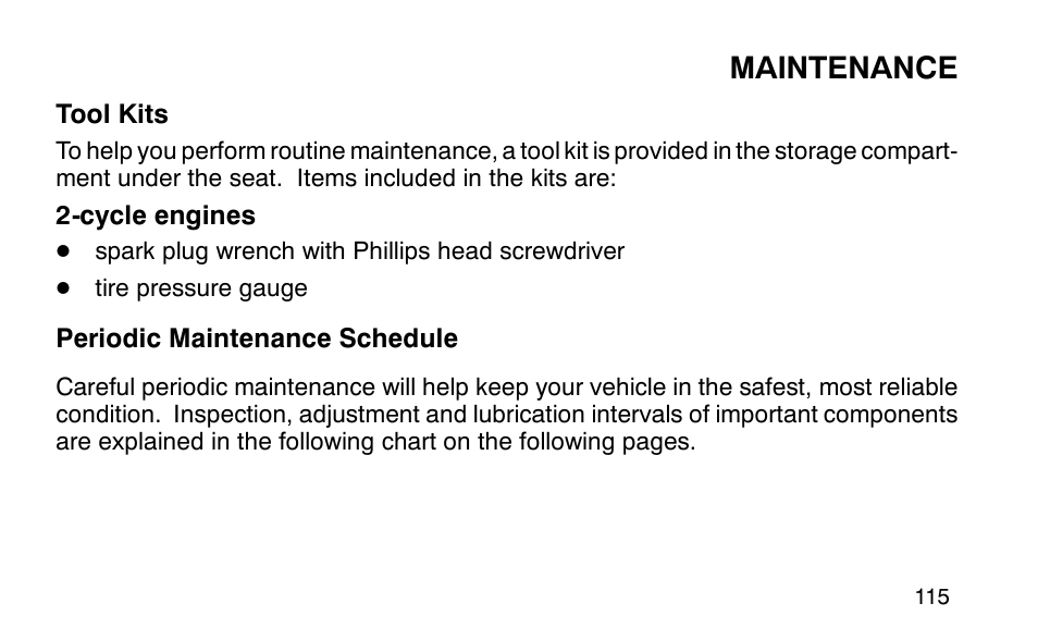 Maintenance | Polaris Sportsman 90 User Manual | Page 151 / 220
