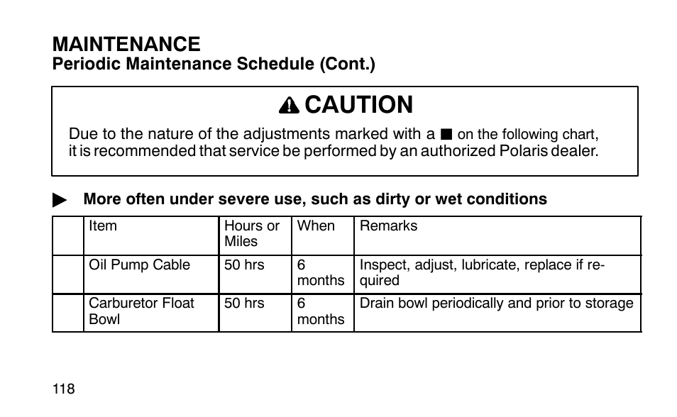 Caution, Maintenance | Polaris Sportsman 90 User Manual | Page 154 / 220