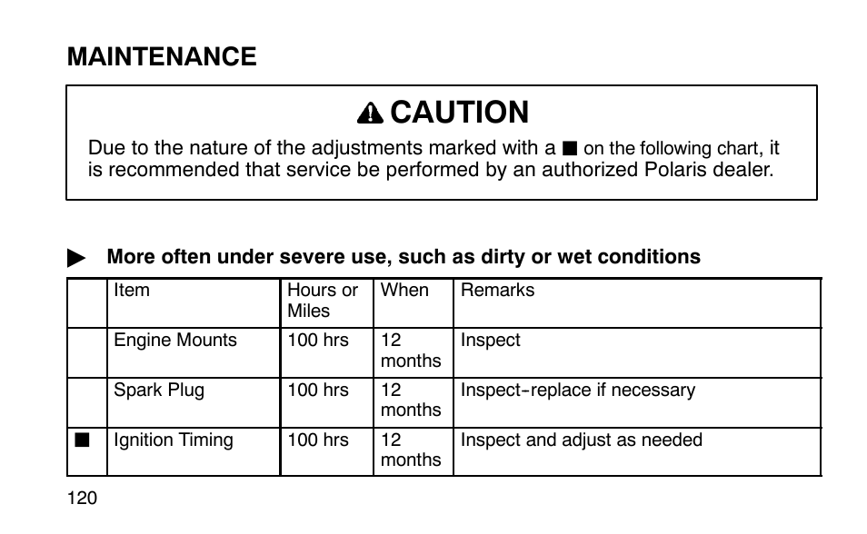 Caution, Maintenance | Polaris Sportsman 90 User Manual | Page 156 / 220