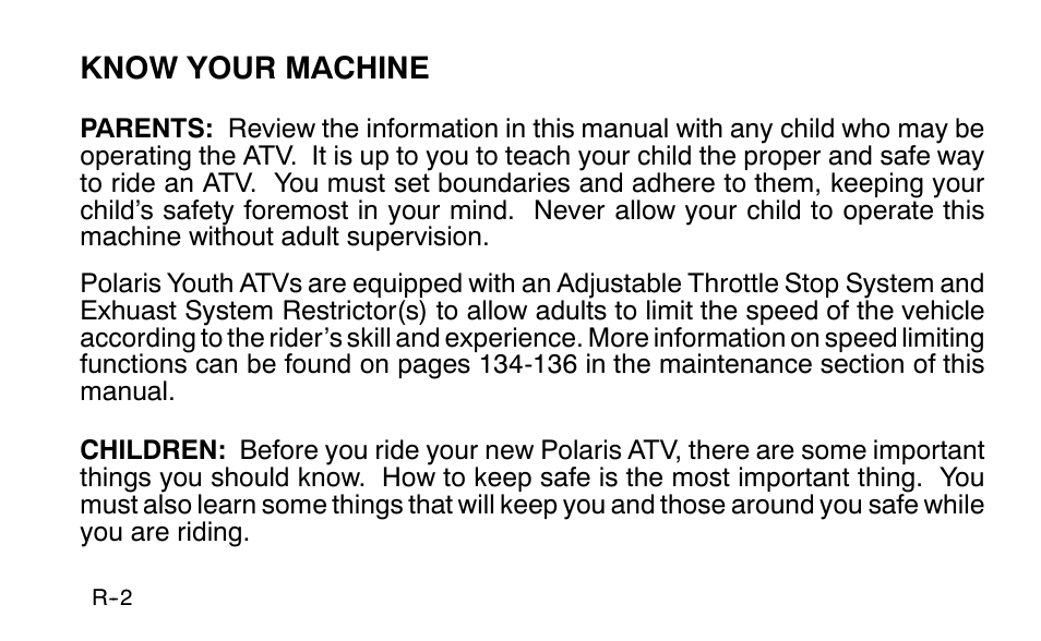 Polaris Sportsman 90 User Manual | Page 18 / 220