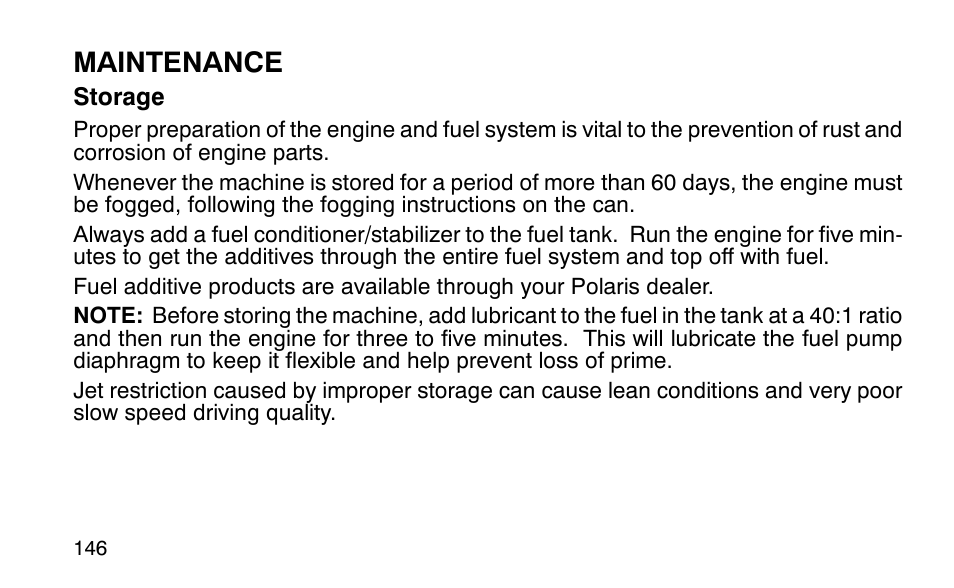 Maintenance | Polaris Sportsman 90 User Manual | Page 182 / 220