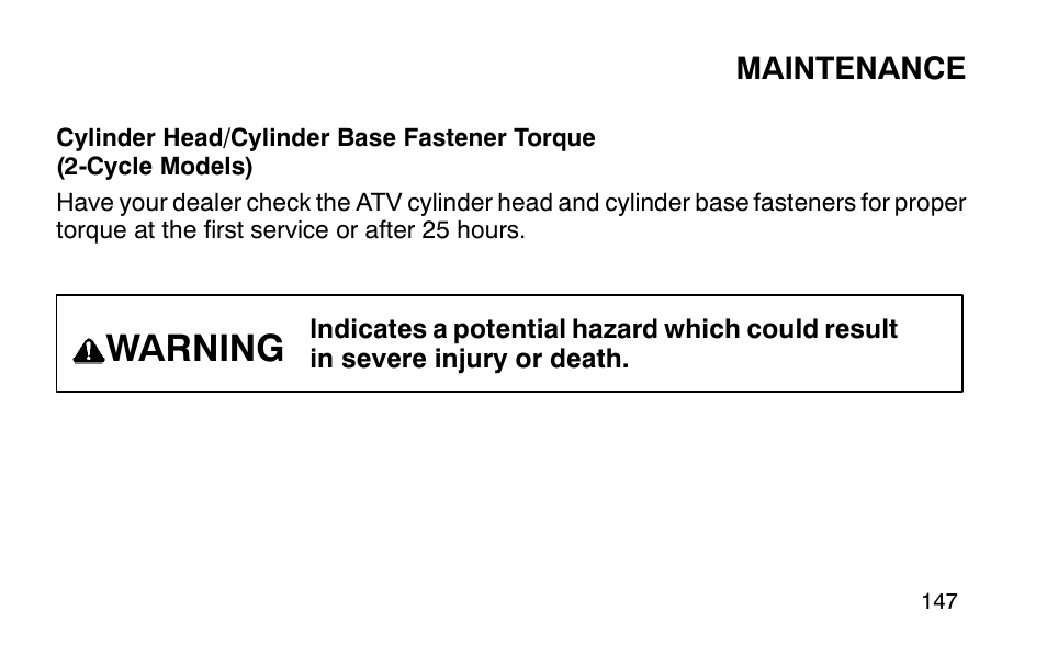 Warning | Polaris Sportsman 90 User Manual | Page 183 / 220