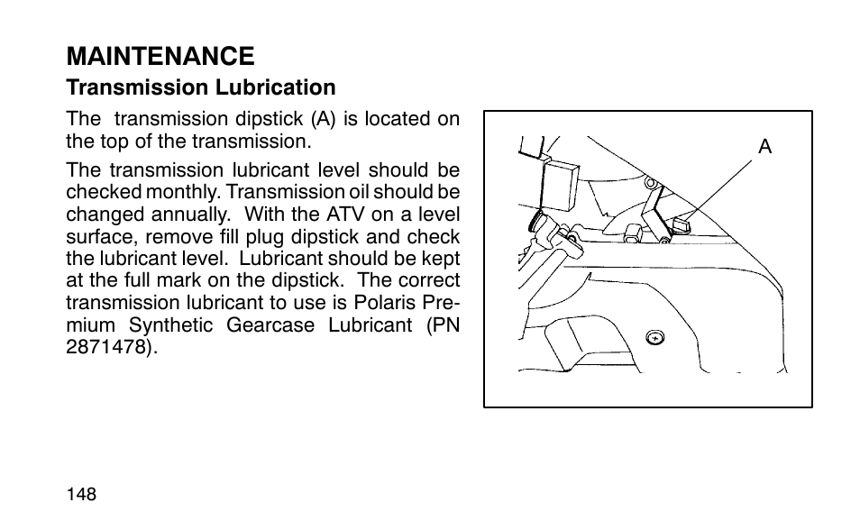 Maintenance | Polaris Sportsman 90 User Manual | Page 184 / 220