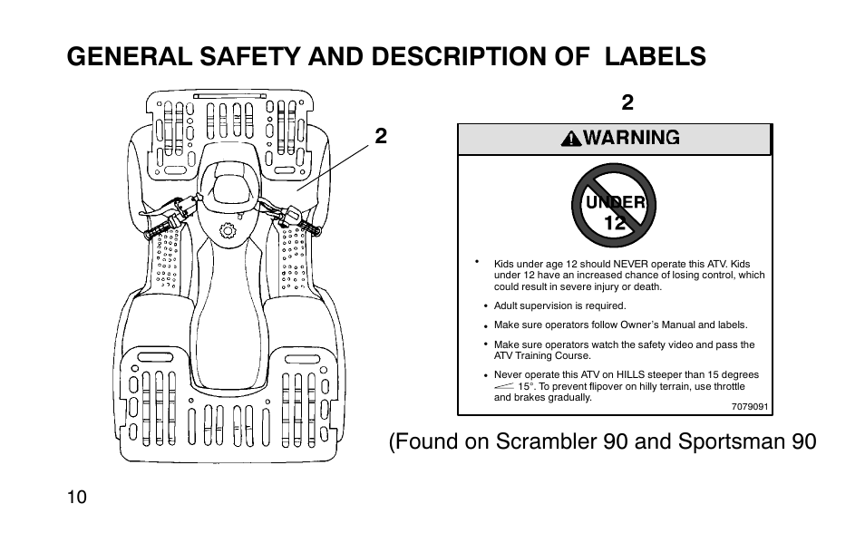 General safety and description of labels | Polaris Sportsman 90 User Manual | Page 46 / 220
