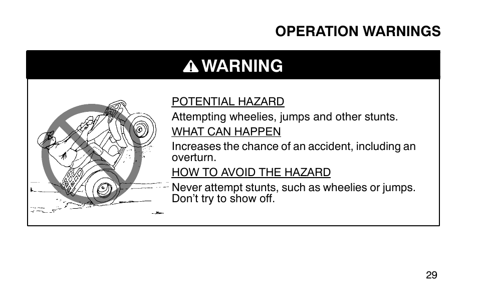Warning | Polaris Sportsman 90 User Manual | Page 65 / 220
