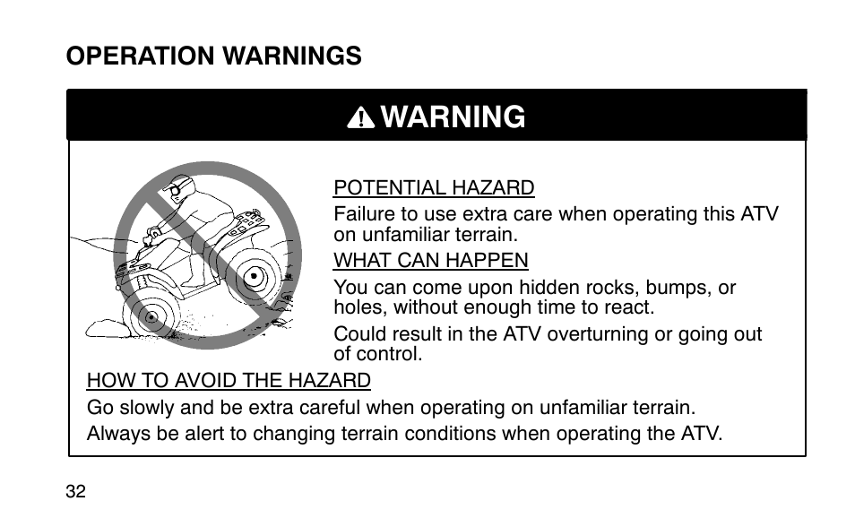 Warning | Polaris Sportsman 90 User Manual | Page 68 / 220