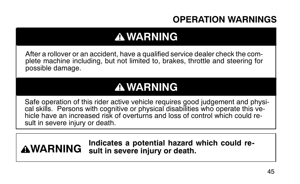 Warning | Polaris Sportsman 90 User Manual | Page 81 / 220