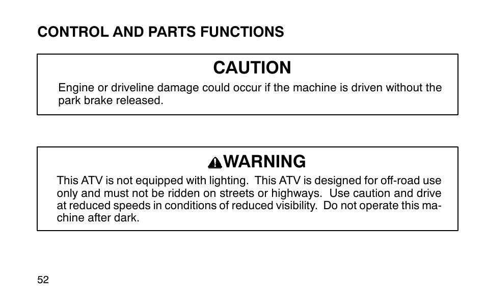 Caution, Warning | Polaris Sportsman 90 User Manual | Page 88 / 220