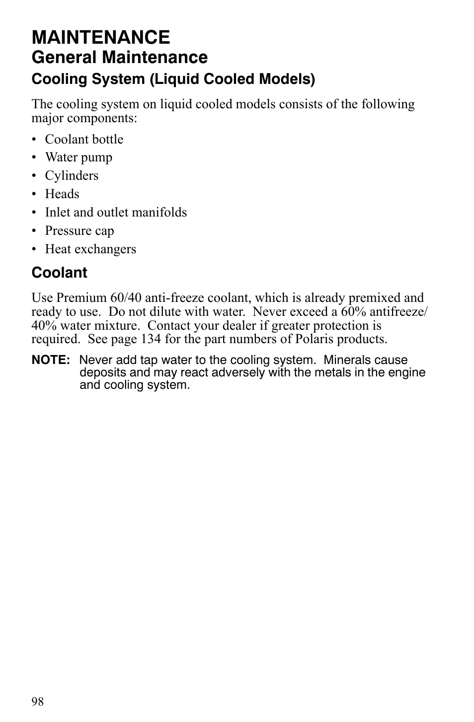 Maintenance, General maintenance | Polaris Indy 340 Touring User Manual | Page 101 / 159