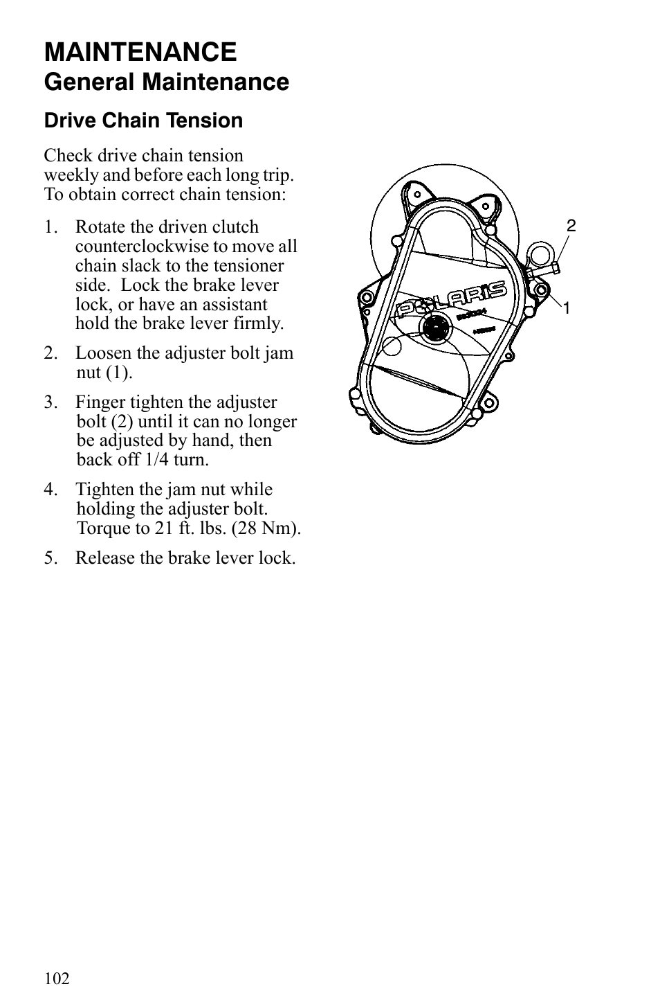 Maintenance, General maintenance | Polaris Indy 340 Touring User Manual | Page 105 / 159