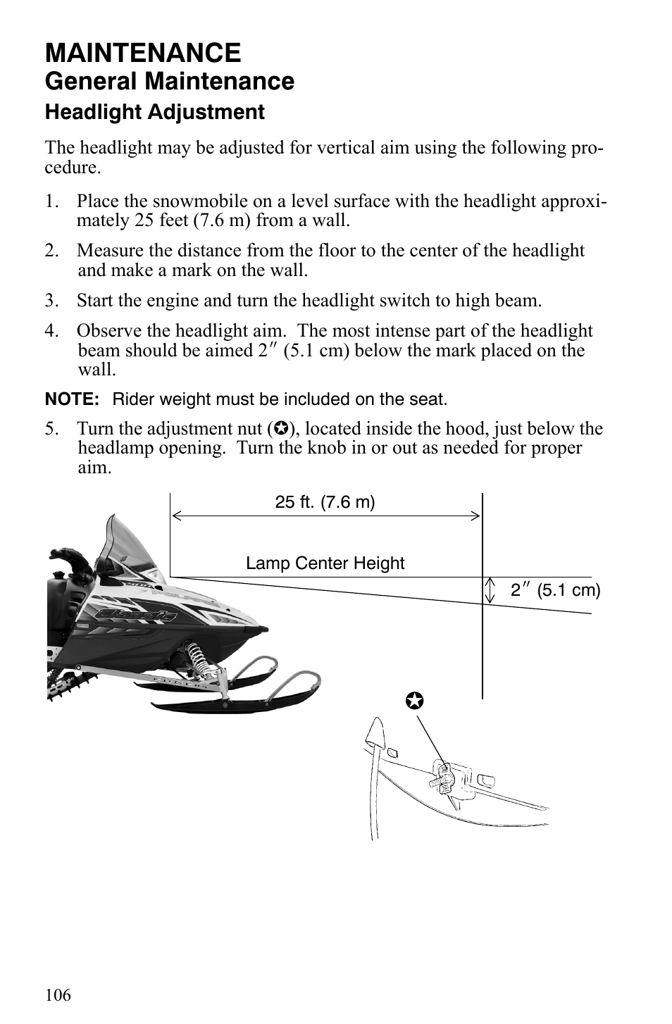 Maintenance, General maintenance | Polaris Indy 340 Touring User Manual | Page 109 / 159