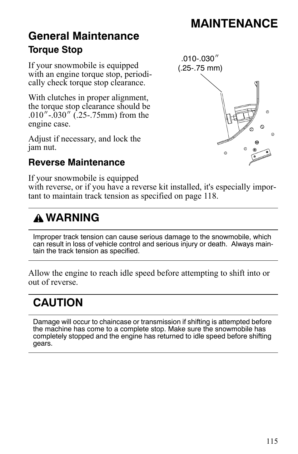 Maintenance, General maintenance, Warning | Caution | Polaris Indy 340 Touring User Manual | Page 118 / 159