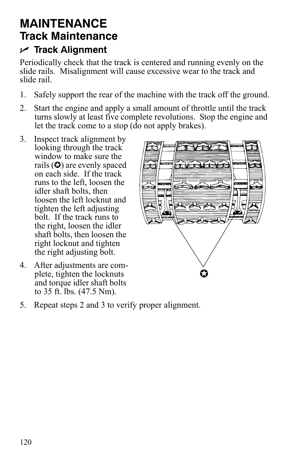 Maintenance, Track maintenance | Polaris Indy 340 Touring User Manual | Page 123 / 159