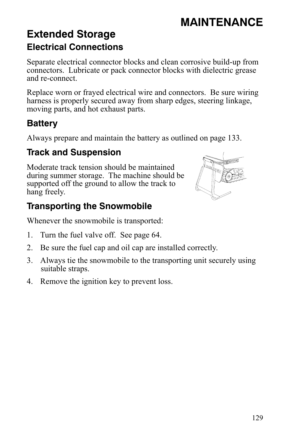 Maintenance, Extended storage | Polaris Indy 340 Touring User Manual | Page 132 / 159