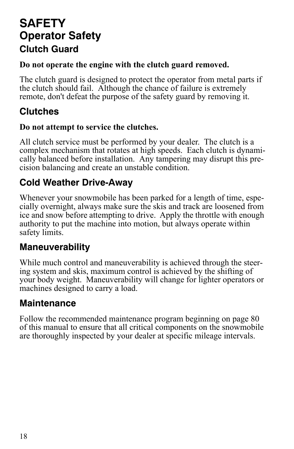 Safety, Operator safety | Polaris Indy 340 Touring User Manual | Page 21 / 159