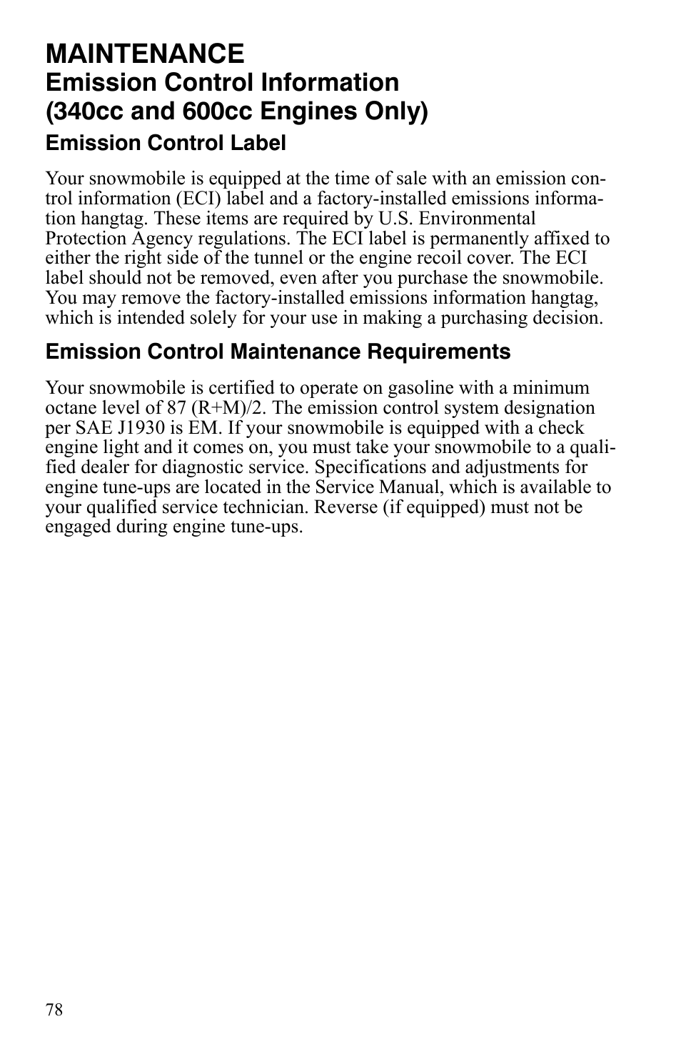 Maintenance | Polaris Indy 340 Touring User Manual | Page 81 / 159