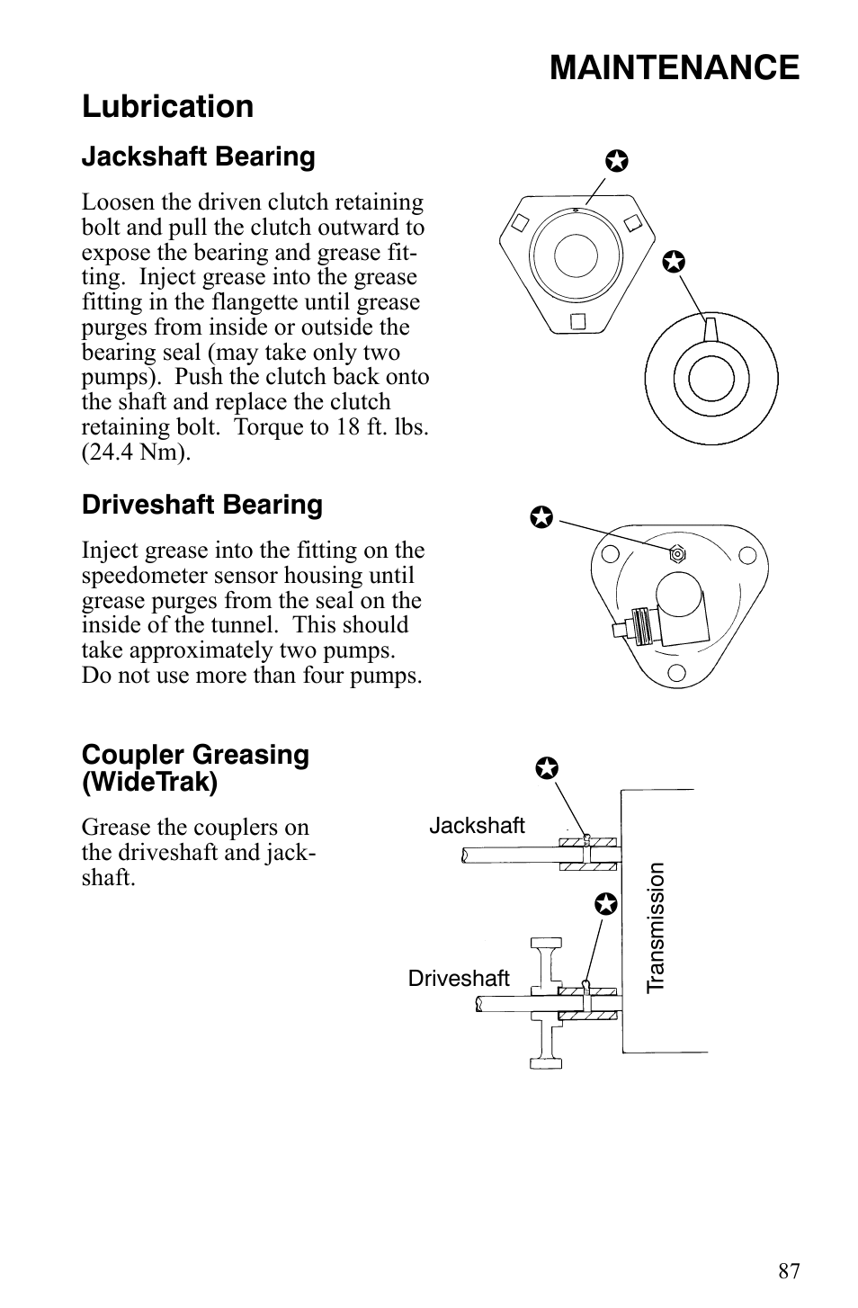 Maintenance, Lubrication | Polaris Indy 340 Touring User Manual | Page 90 / 159