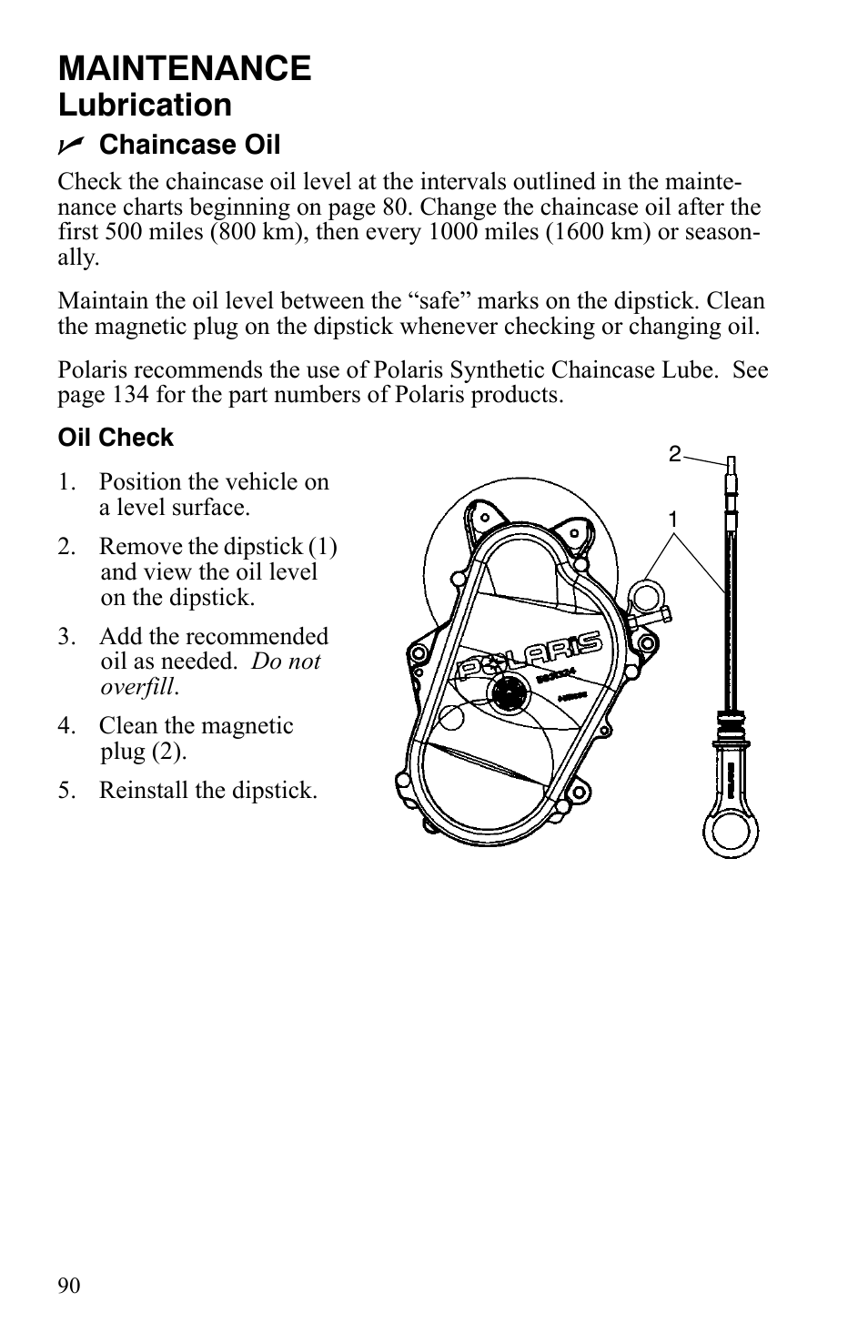 Maintenance, Lubrication | Polaris Indy 340 Touring User Manual | Page 93 / 159