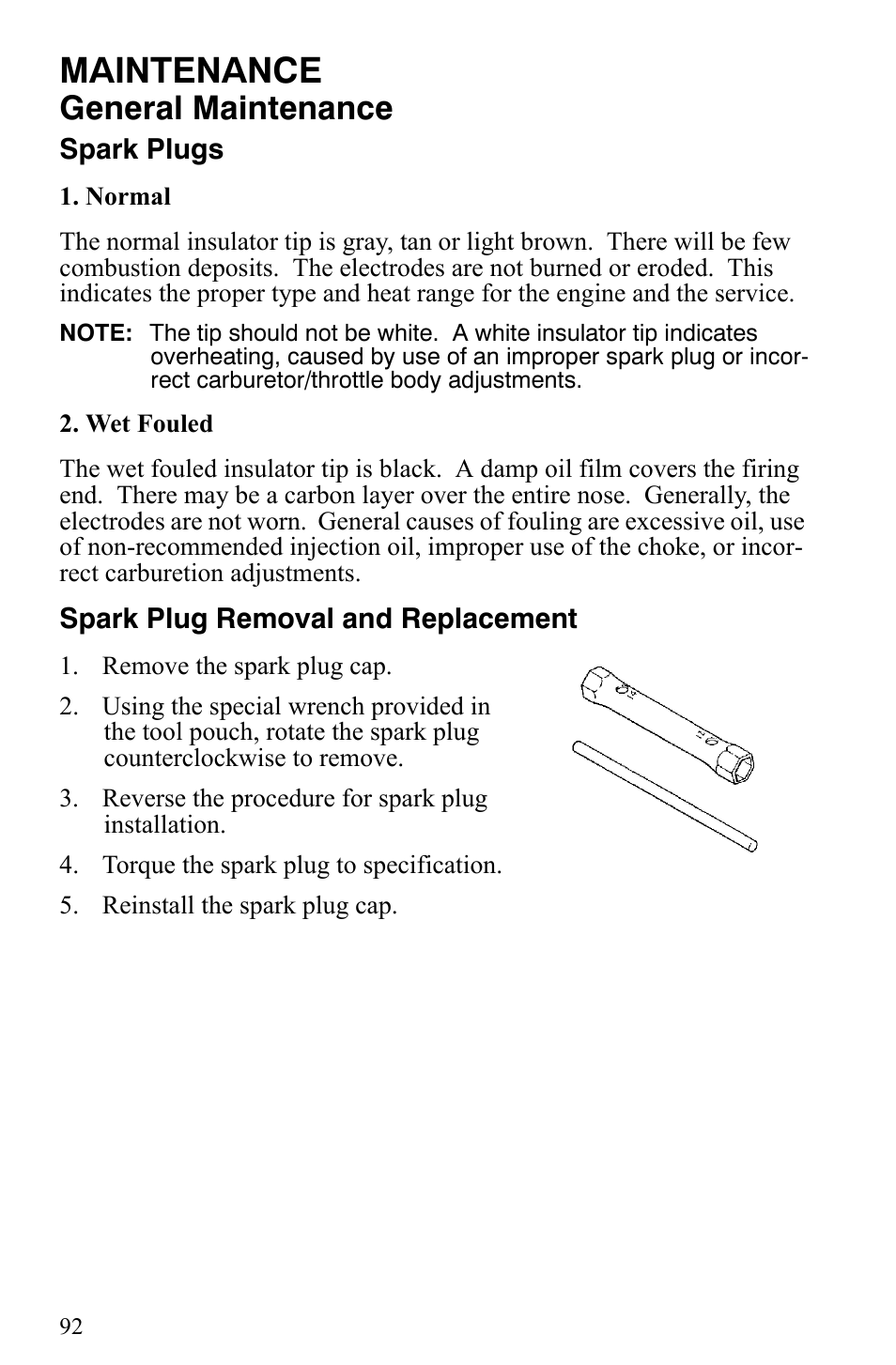 Maintenance, General maintenance | Polaris Indy 340 Touring User Manual | Page 95 / 159