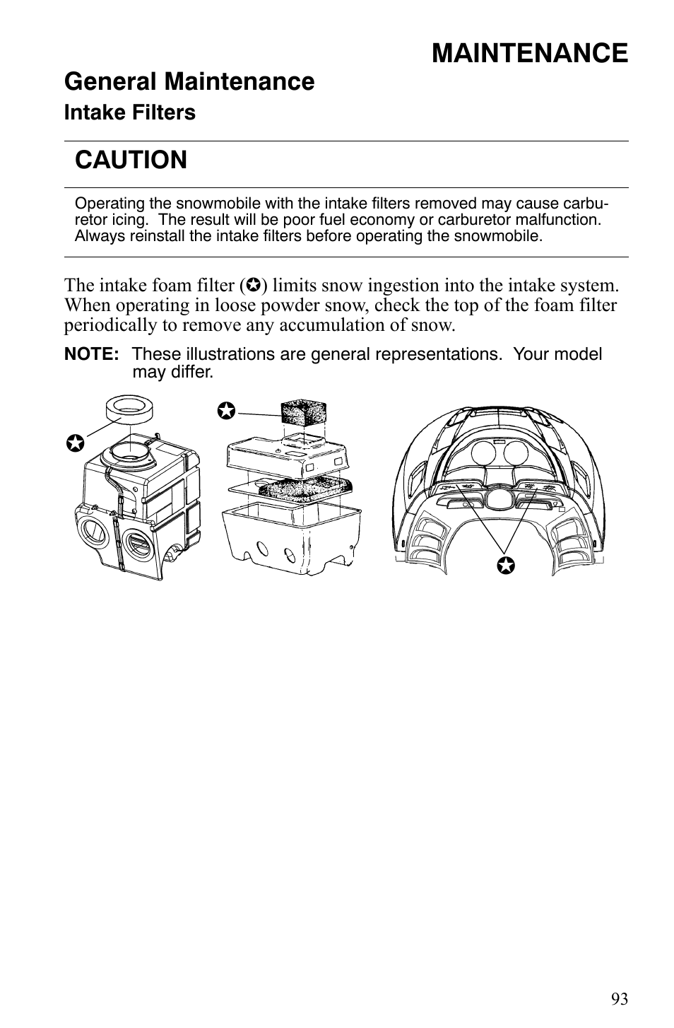 Maintenance, General maintenance, Caution | Polaris Indy 340 Touring User Manual | Page 96 / 159