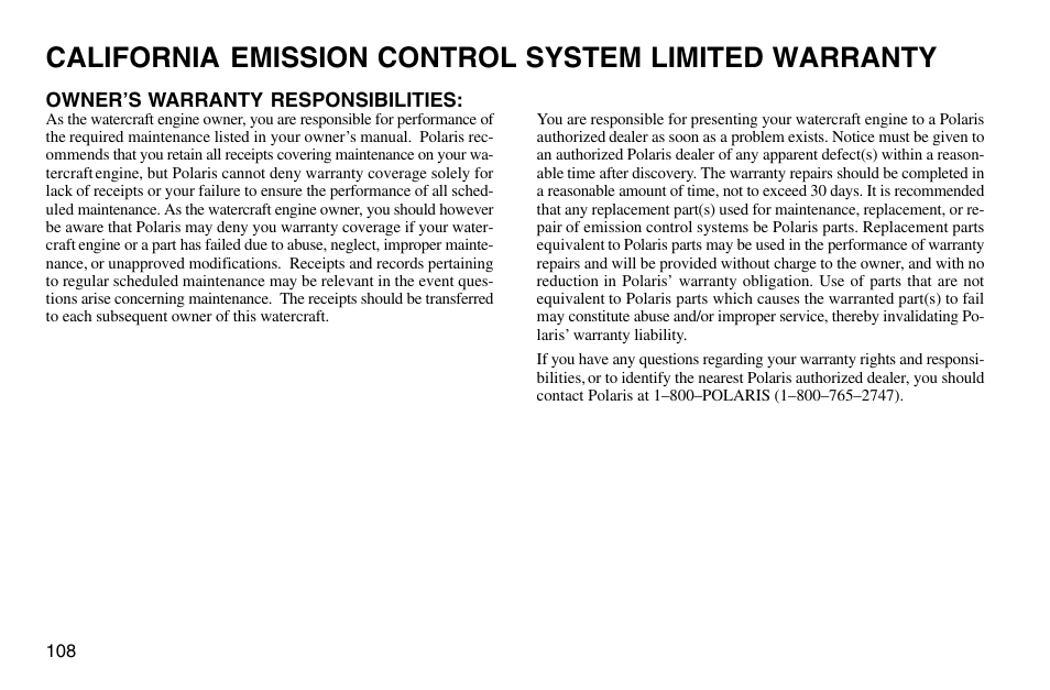 Polaris 2003 MSX User Manual | Page 110 / 114