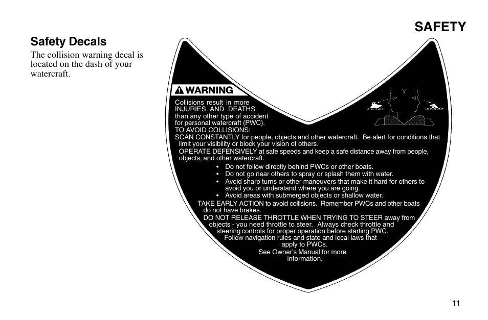 Safety, Safety decals | Polaris 2003 MSX User Manual | Page 13 / 114