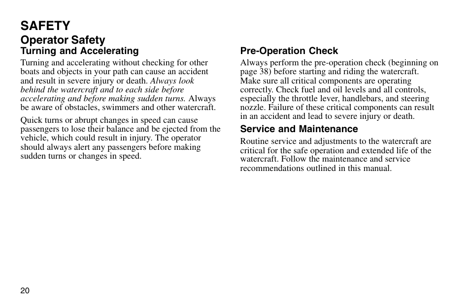 Safety | Polaris 2003 MSX User Manual | Page 22 / 114