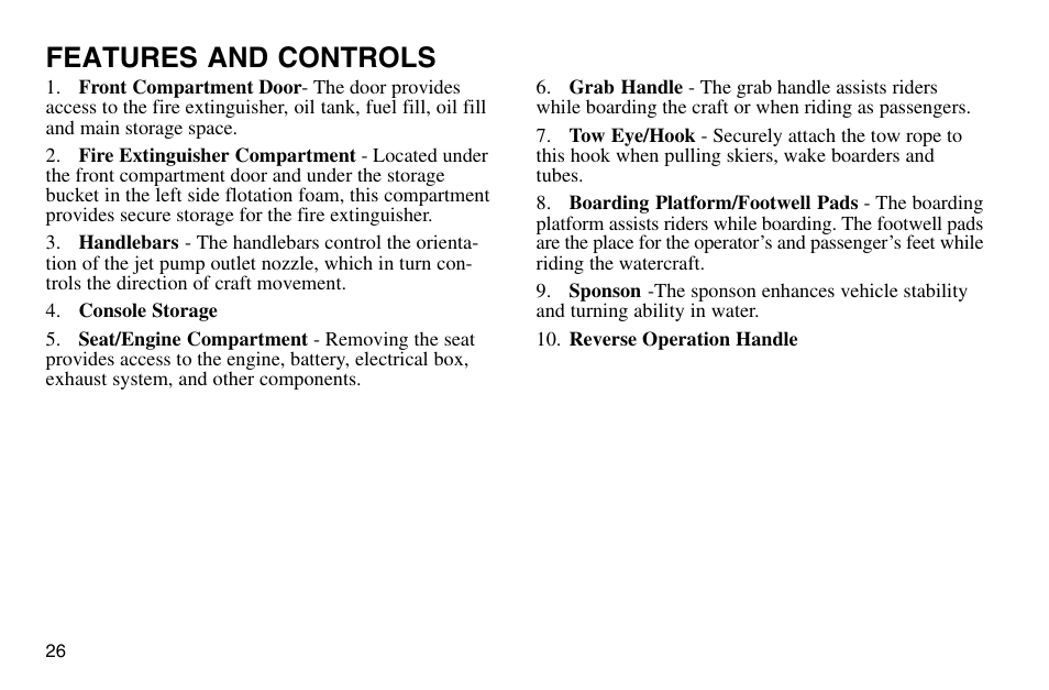 Features and controls | Polaris 2003 MSX User Manual | Page 28 / 114