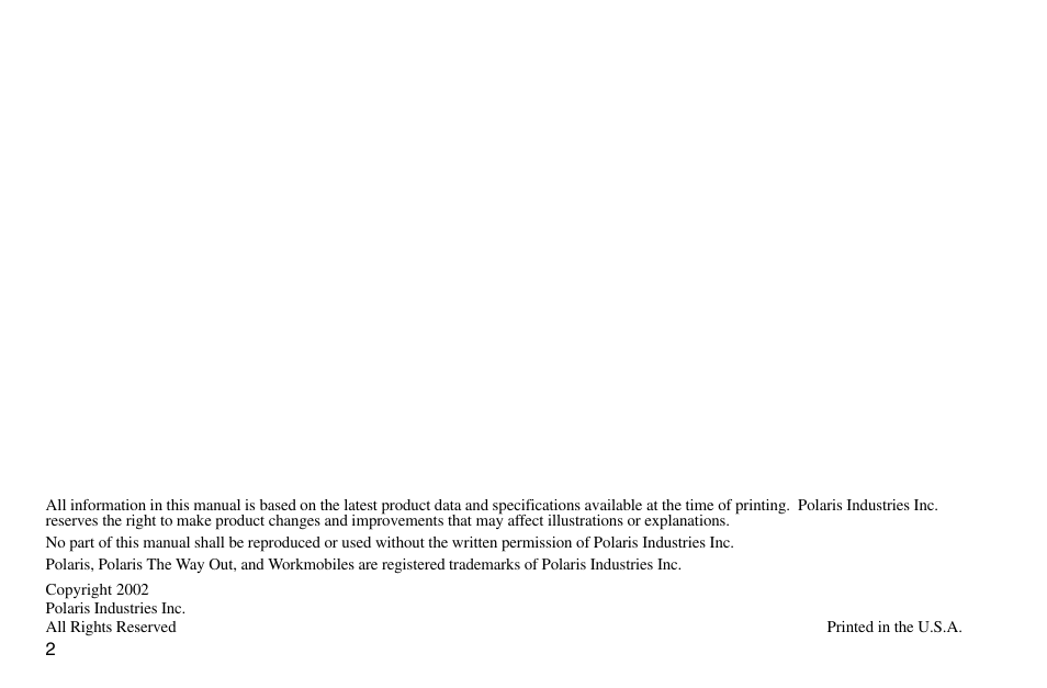 Polaris 2003 MSX User Manual | Page 4 / 114
