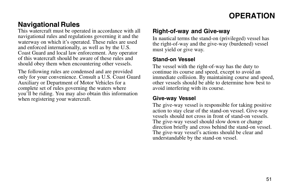 Operation | Polaris 2003 MSX User Manual | Page 53 / 114