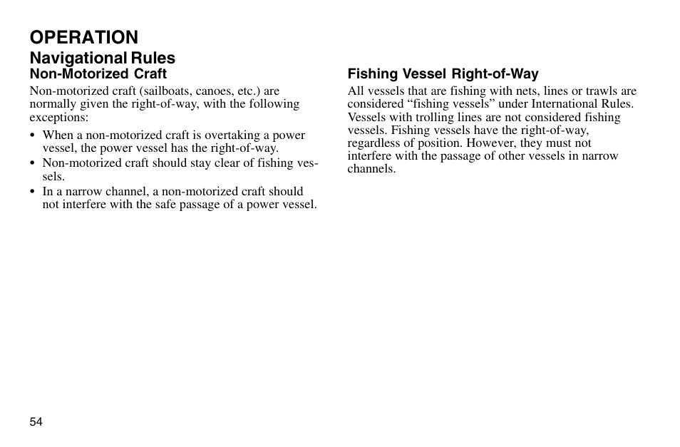 Operation, Navigational rules | Polaris 2003 MSX User Manual | Page 56 / 114