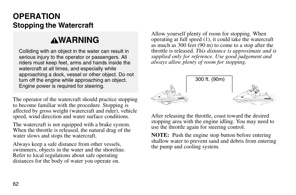 Warning, Operation | Polaris 2003 MSX User Manual | Page 64 / 114