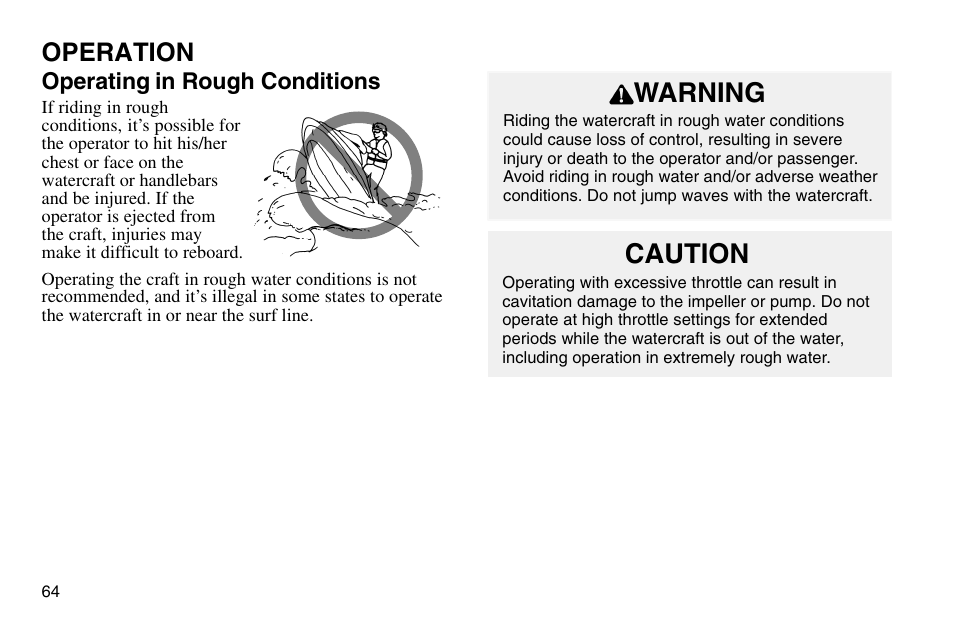 Warning, Caution, Operation | Polaris 2003 MSX User Manual | Page 66 / 114