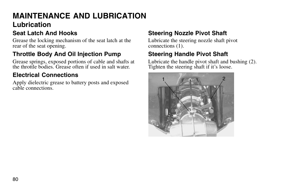 Maintenance and lubrication, Lubrication | Polaris 2003 MSX User Manual | Page 82 / 114