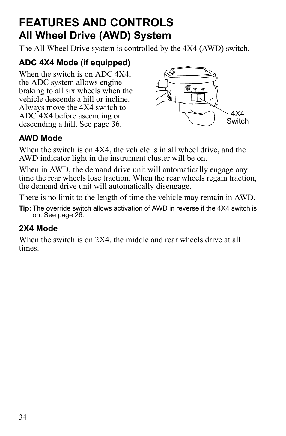 Features and controls, All wheel drive (awd) system | Polaris Sportsman 9922233 User Manual | Page 38 / 143