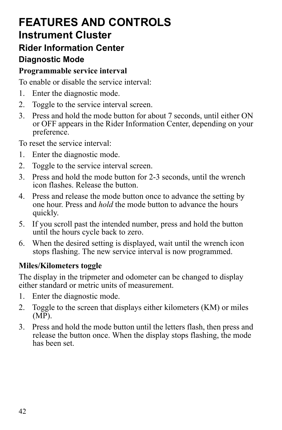 Features and controls, Instrument cluster | Polaris Sportsman 9922233 User Manual | Page 46 / 143