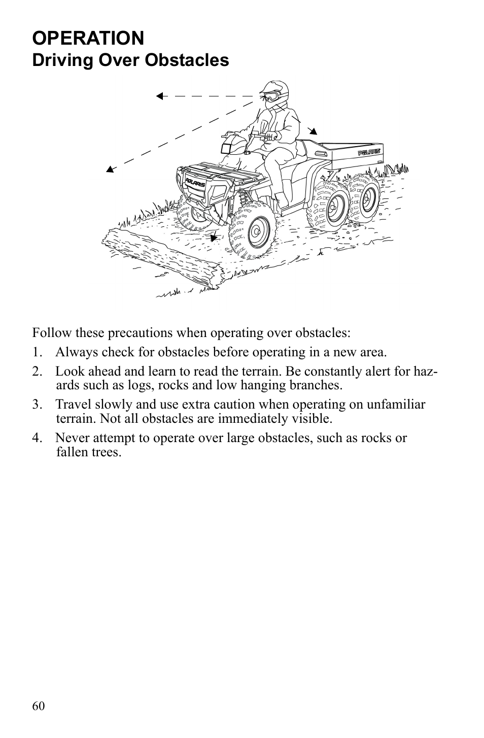 Operation, Driving over obstacles | Polaris Sportsman 9922233 User Manual | Page 64 / 143